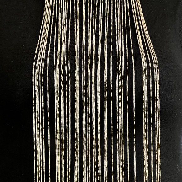 Gold Tone Box Chain Waterfall Fringe Necklace (NWOT) - Picture 3 of 9